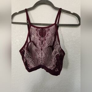Victoria's Secret‎ Burgundy Lace Bralette Women's Large Adjustable Straps